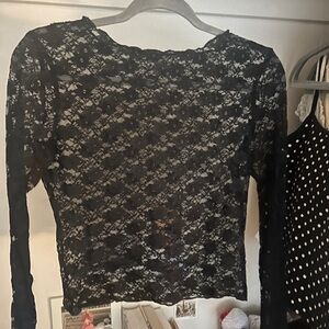 SHEIN Black Floral Lace Blouse